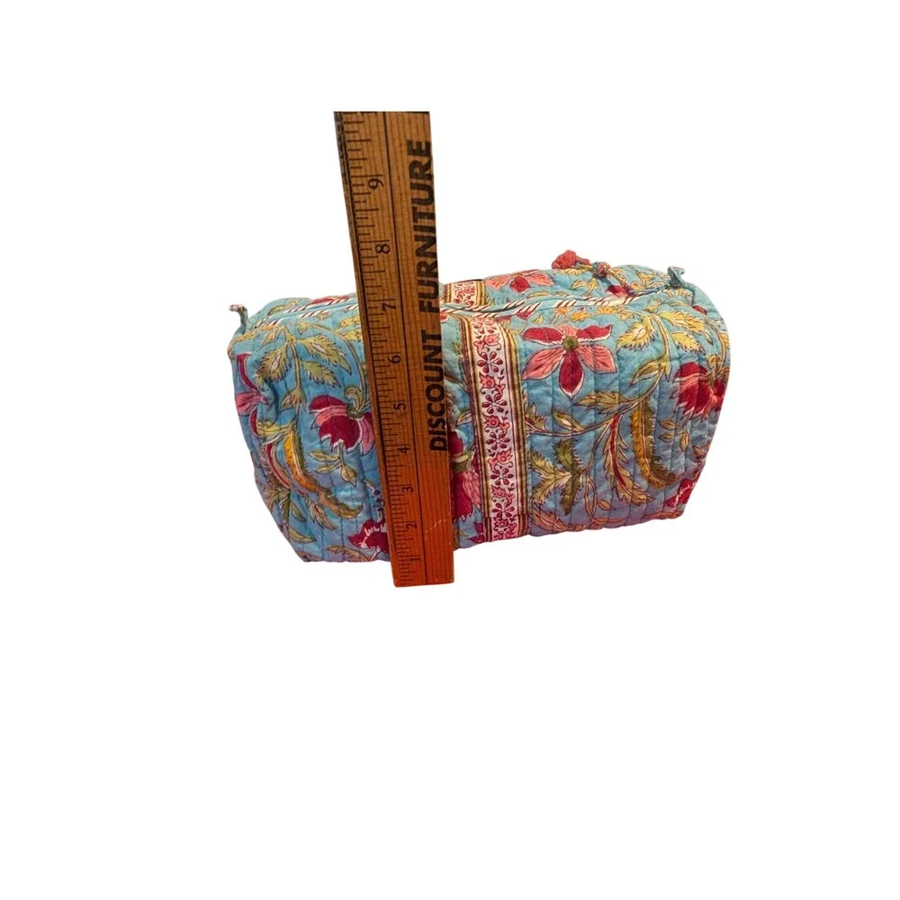 Anokhi Block Print Bag Quilted Cosmetic Large Toiletries Boho Cottage Travel